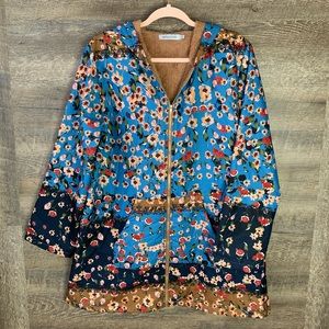 MISSLOOK Floral Faux Fur Lined Hooded Coat